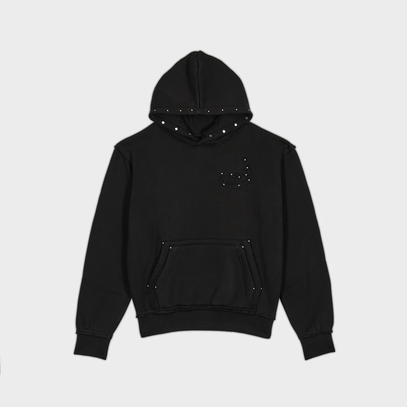 Autumn and winter new style street retro pure color Y2K splicing fashion black hooded pullover
