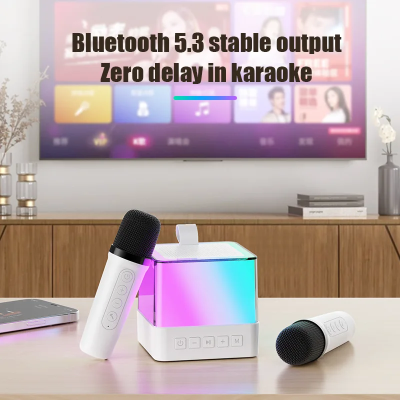 Multifunctional Caixa De Som Home Karaoke Colorful LEDambient Light Mini Portable High Fidelity Bluetooth Speaker Withmicrophone