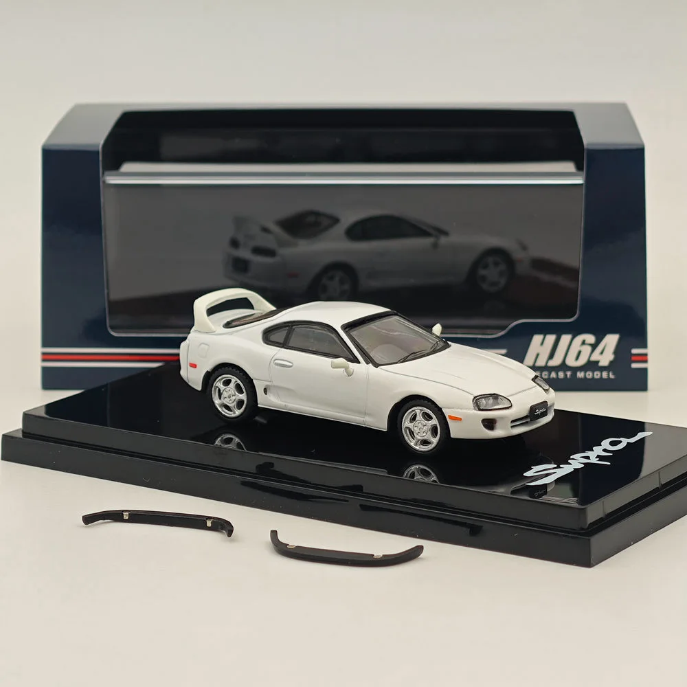 1/64 Hobby Japan For SUPRA RZ JZA80 with Active Spoiler Parts White HJ642042W Diecast Models Car Collection Auto Toys Gift