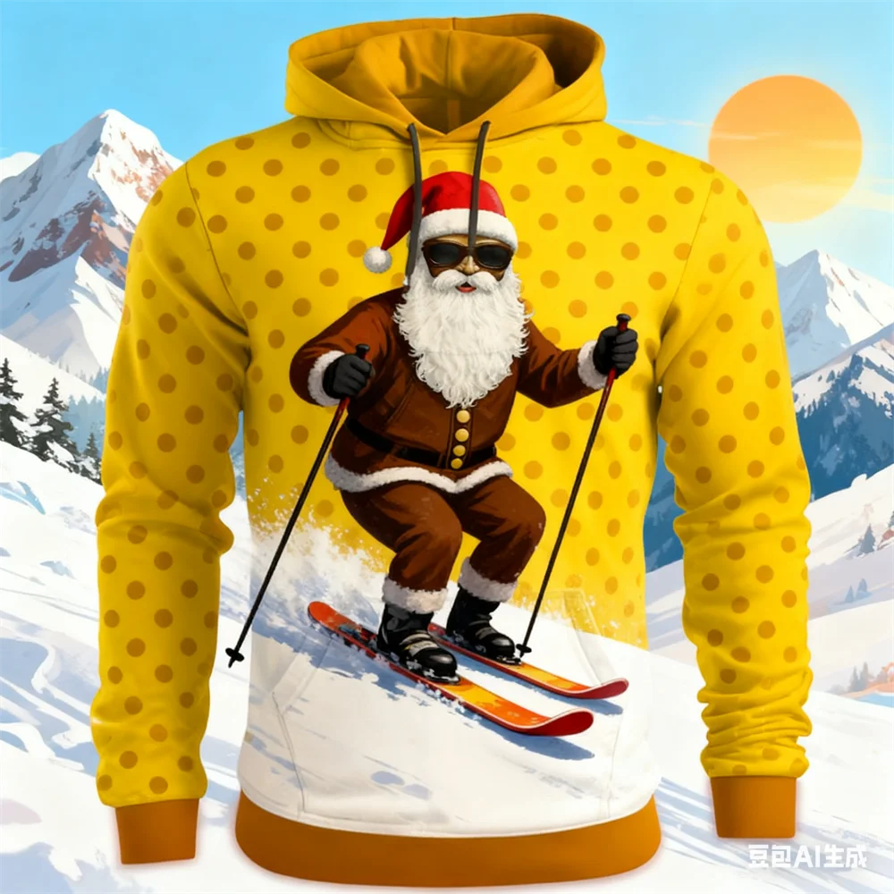Autumn Men's Hoodie Christmas Fun Santa Claus pattern print man y2k clothing hoodies for man Winter new in hoodies & sweatshirts