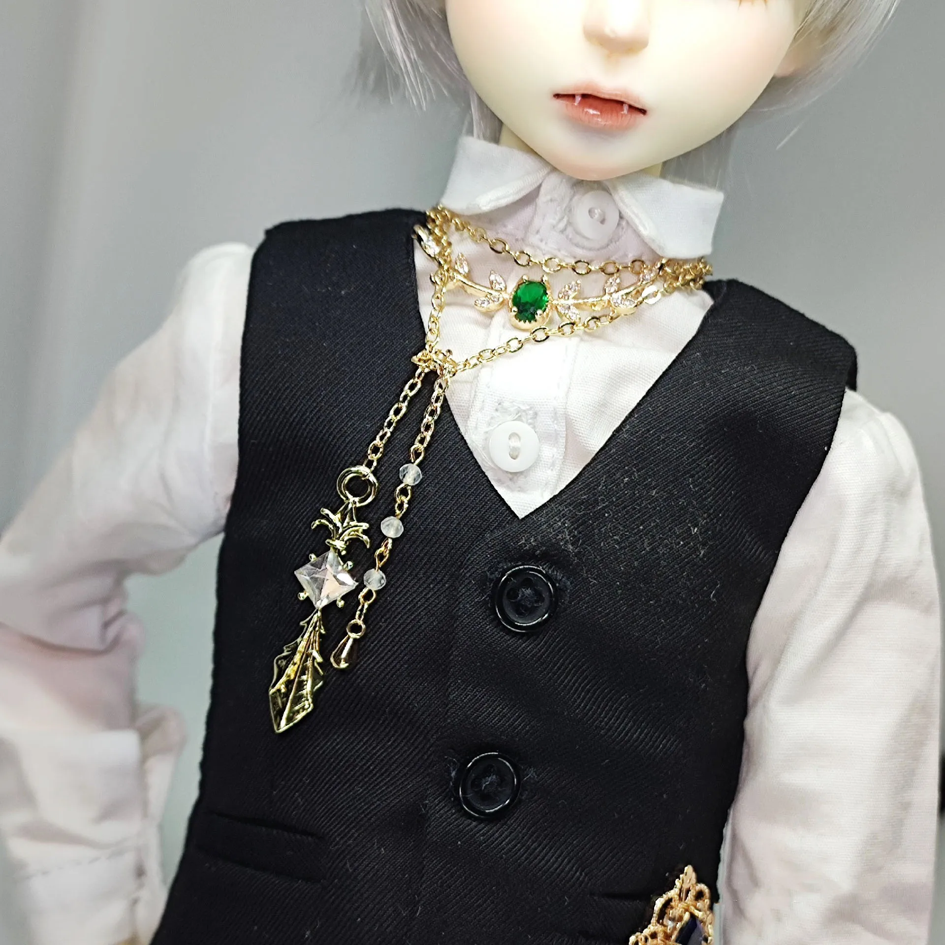 

1/4 BJD Doll Jewelry，Emerald Collarbone Chain Long Necklace 1 Piece