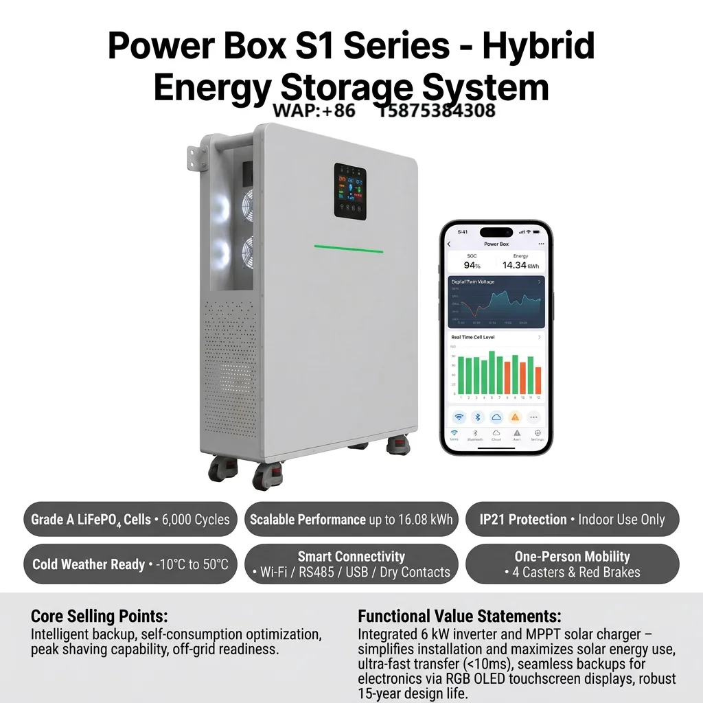 Intelligent Split Hybrid Inverter System 6KW 16KWH LiFePO4 Battery CAN Communication Supporting Battery Priority Grid Operation