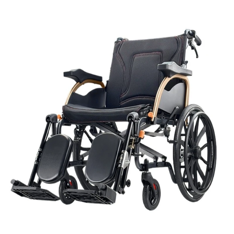 Shock-absorbing wheelchair elderly folding lightweight multi-functional hand-pushed scooter