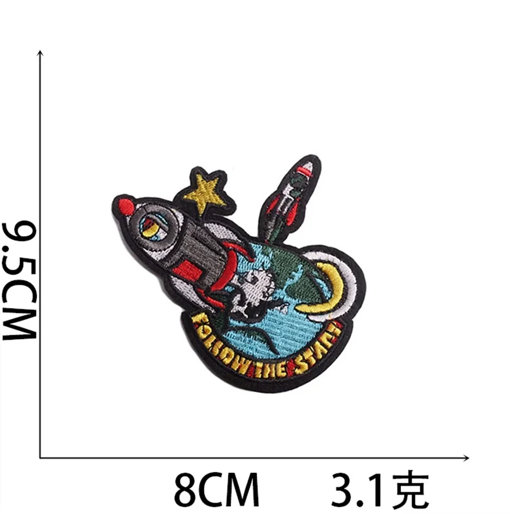 Embroidered Patch Iron On Patches for Clothing Pocket Rocket Clothes Stickers Fabric Sewing Thermal Adhesive Applique Fusible