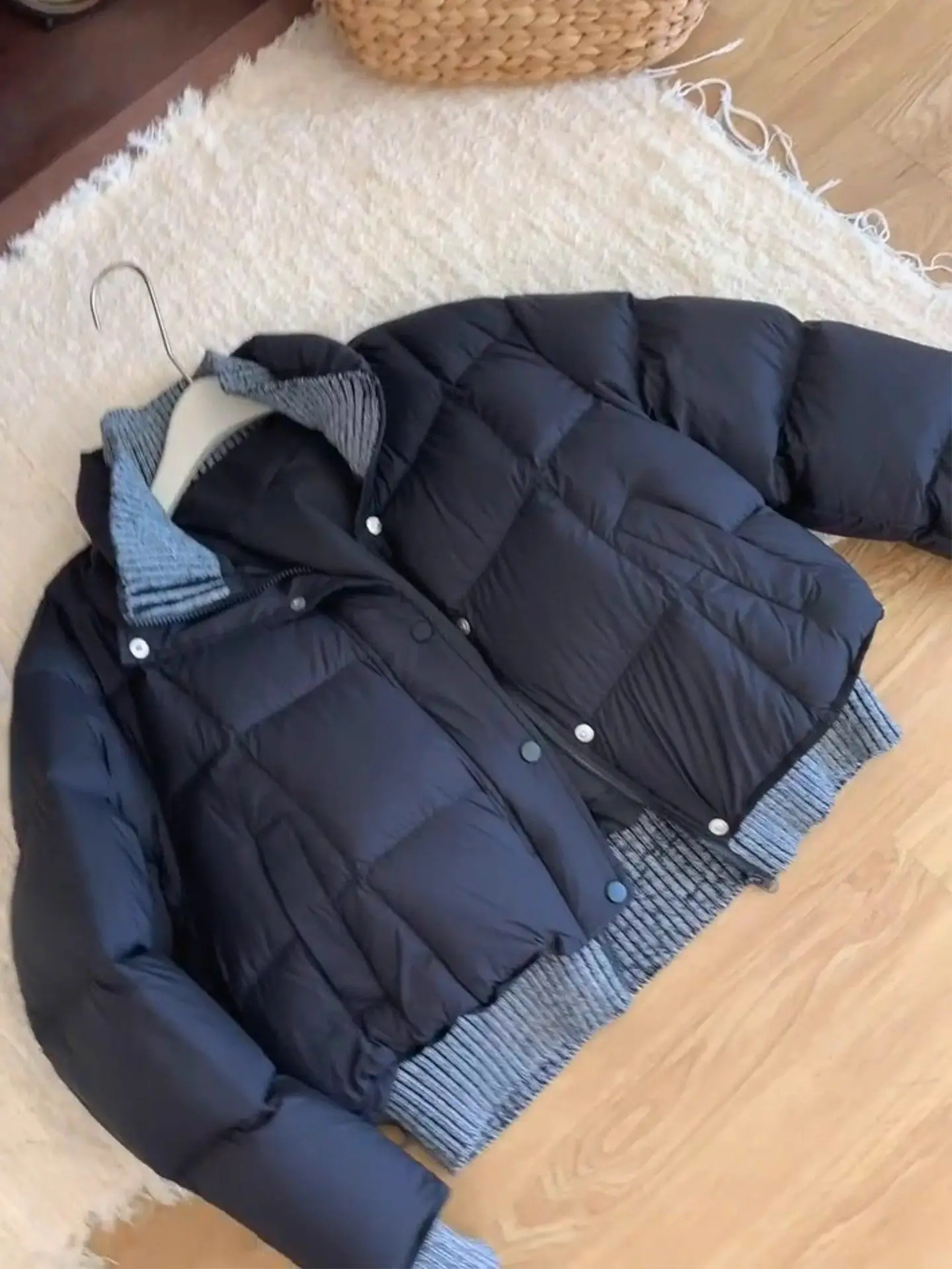 

Утепленное зимнее пальто свободного кроя в корейском стиле, модное, с лоскутным дизайном, для женщин