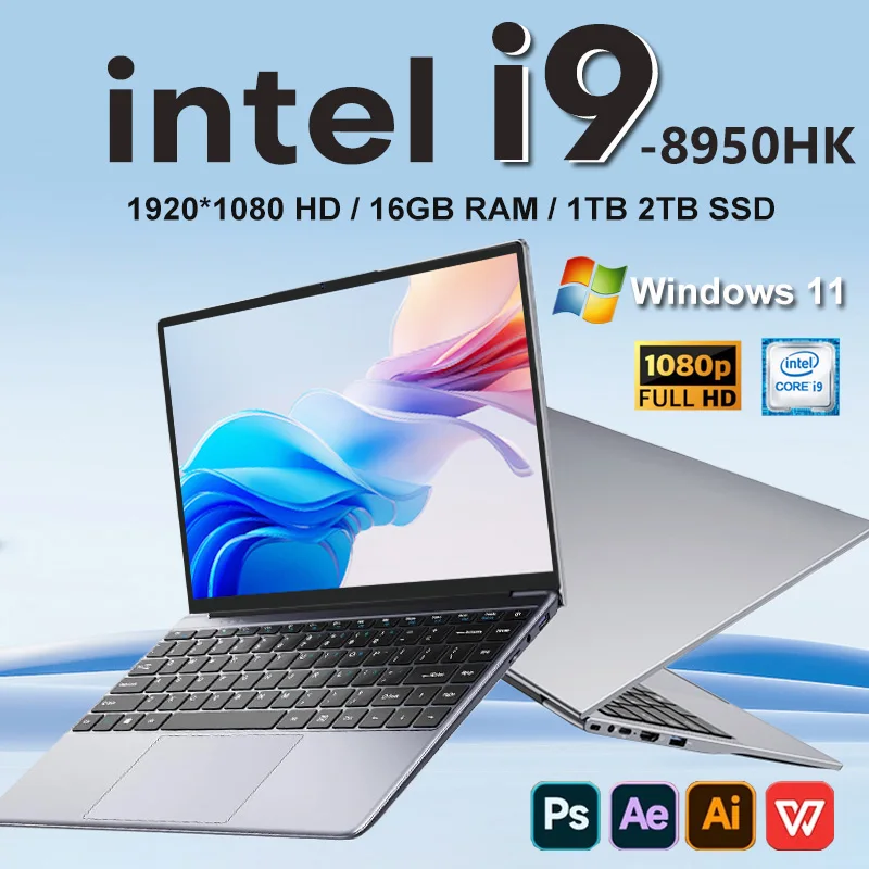 Portable Core I9 8950hk Gaming Laptop Computer 16GB RAM 1 2TB SSD PC Gamer