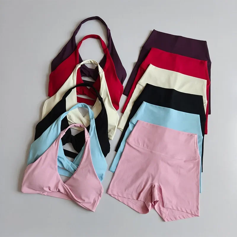 Damen-Sport-BH mit Neckholder, Push-Up, Brustfreilassend, Pilates-Top, Yoga-Bekleidung, Fitness-BH für Gym und Laufen, mit schönem Rückendesign – Detail 3