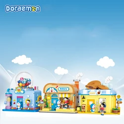 Nuovo Doraemon Building Block Causeway arrosto negozio Prop House Street View modello decorazioni da tavolo giocattoli per bambini regali di compleanno