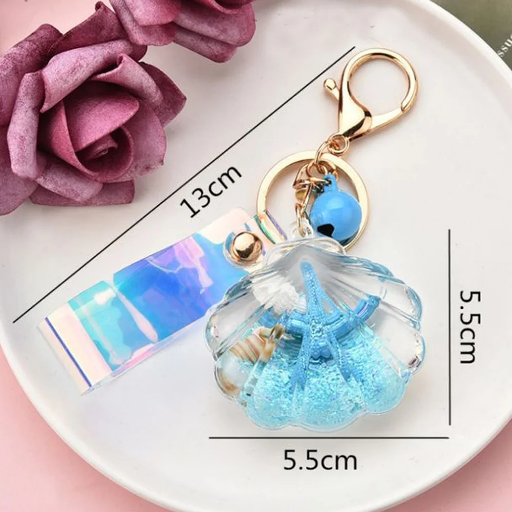 1pcs 5.5cm size Acrylic crystal material artificial Conch sea shell&scallop shell key ring&key chain Sea life pendant