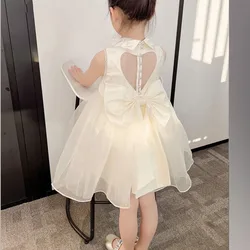 Dresses 2023 summer girls' fashionable bow love Charm vestidos Party Princess Evening Dresses children's puffy gauze Dresses