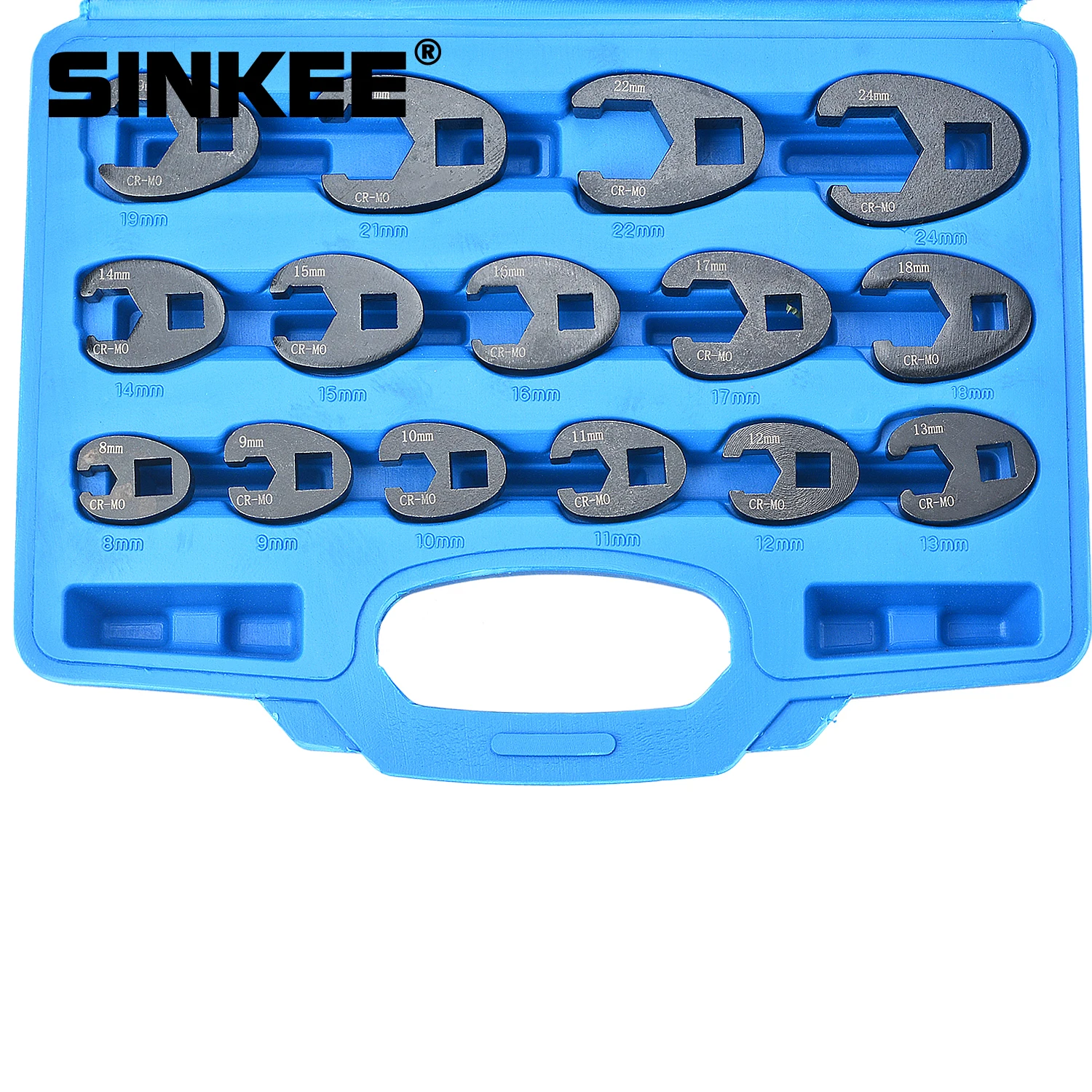 15Pcs Crowfoot Flare Nut Wrench Set Metric Tool Kit 3/8\'\' & 1/2\'\' Drive Ratchet