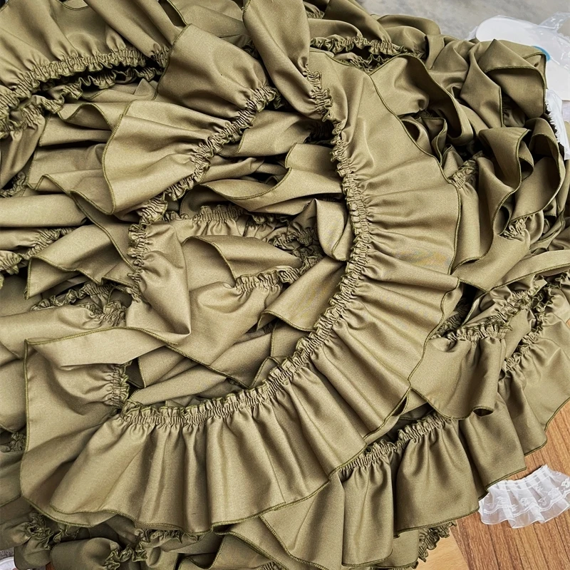 11CM 2meters/Lot New Color Army Green lace trim pleated hem garment skirt hem lace fabric accessory X1001