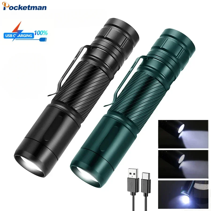 

High Lumen LED Flashlight Aluminum Alloy Tacical Portable Flashlights USB Rechargeable Torch Emergency Light Hand Lantern 1 PC