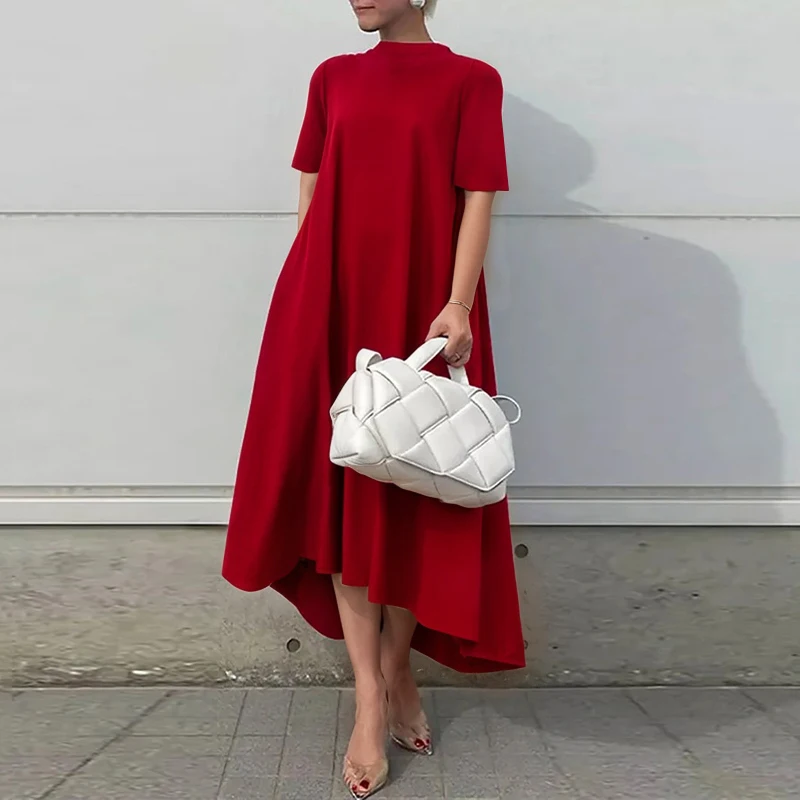 Modigirl Summer Dress Woman 2025 New High-low Short Sleeves Elegant Long Dresses Wedding Guest Dresses Classy Clothes for Woman