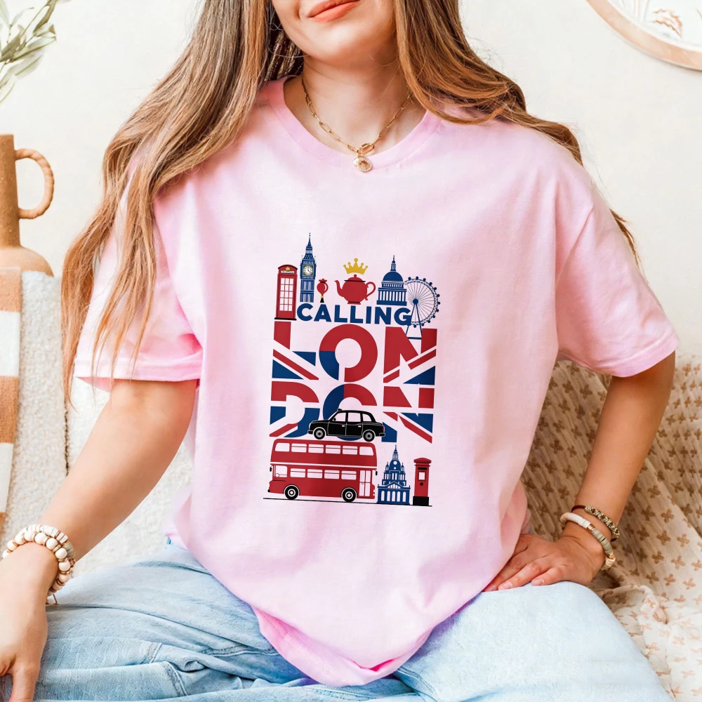 London Calling Graphic Tee Funny Red Bus Big Ben Iconic UK Souvenir Travel Unisex Streetwear Top High quality Cotton Casual Tees