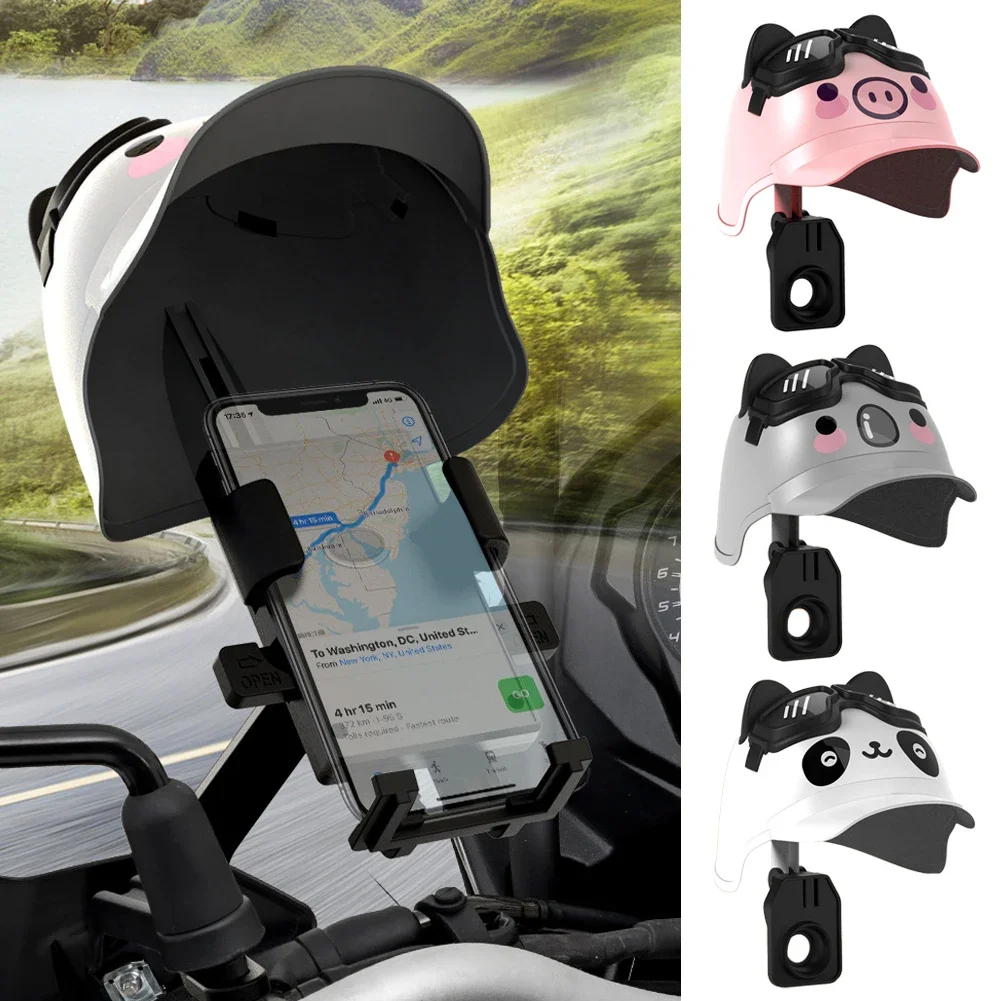 Cartoon Kleine Helm Rider Motorfiets Mobiele Telefoon Houder En Elektrische Fiets Navigatie Mobiele Telefoon Houder Waterdichte Sunshad