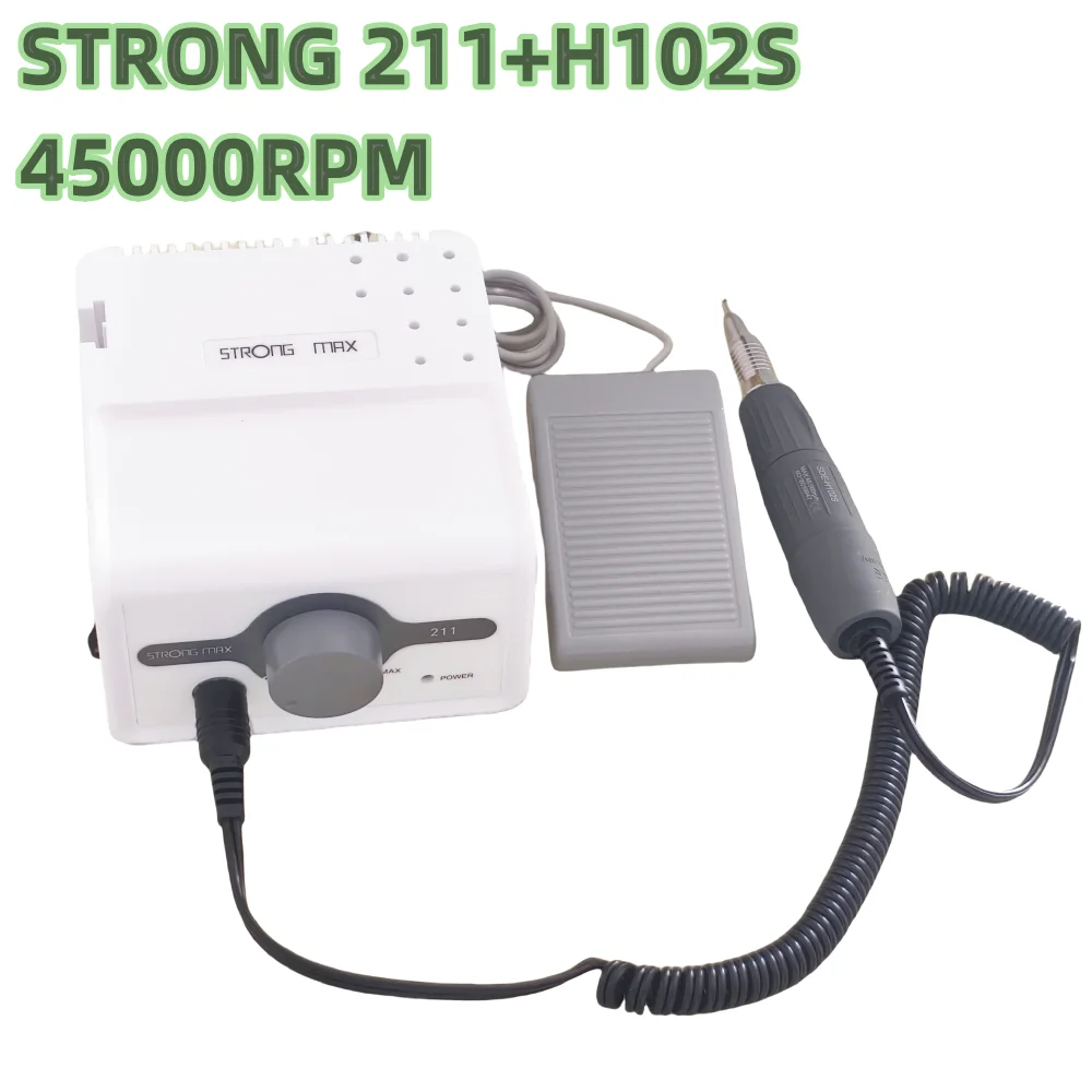 65W Nail Drill Strong 211 Manicure Pedicure Machine 45000RPM STRONG 210 H102S H35SP1 H35LSP Handle Milling Cutter Grinding Tools