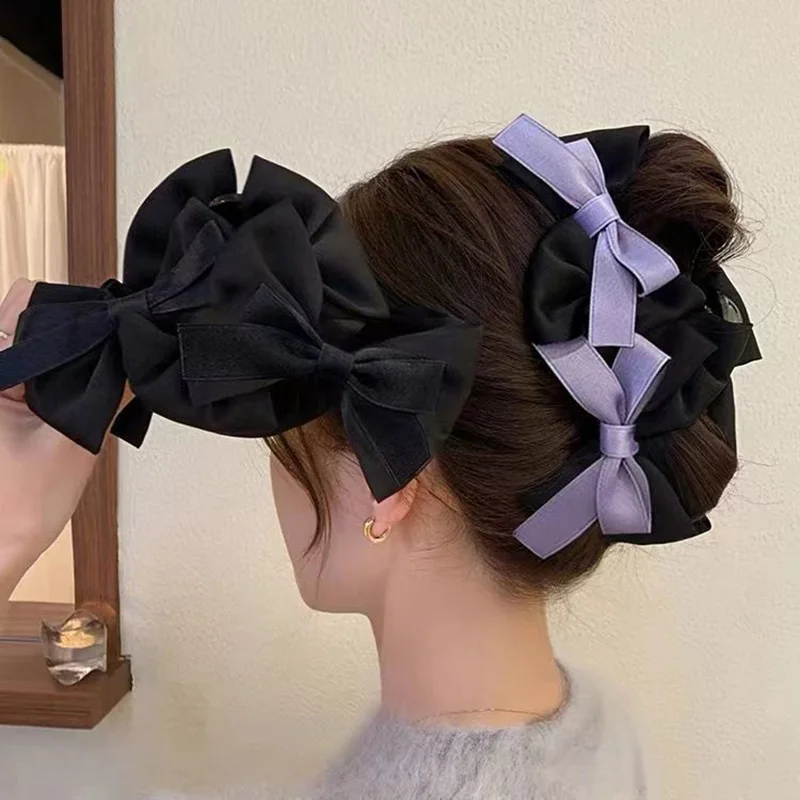 

French Style Bow Hair Clips Headwear Elegant Fashionable Claw Clips Large Size Shark Clip for Women Girls Hair Accessories