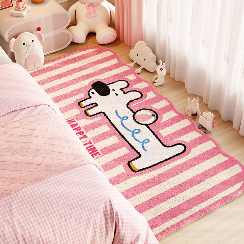 Cartoon Style Carpets for Living Room Pink Girly Bedroom Decor Carpet Fluffy Soft Irregular Bedside Rug Home Thicken Plush Mat
