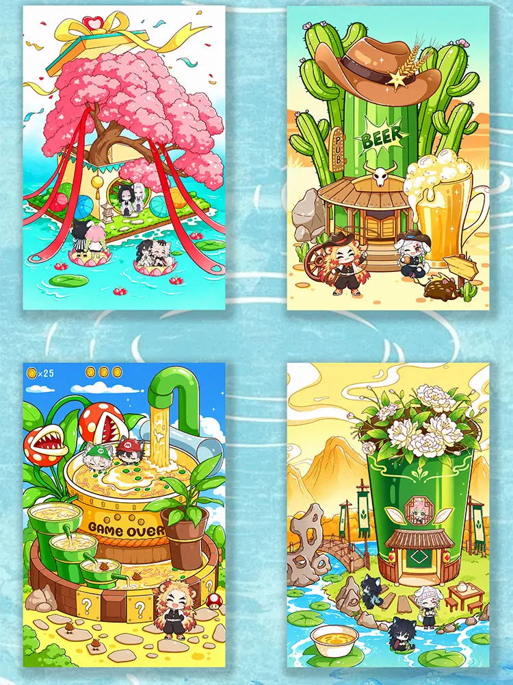 Wholesale 2026 Newest XiaoMan Culture 2 Demon Slayer A5 Interactive Scene-Building Stickers CCG Party Tendy Toys Birthday Gifts