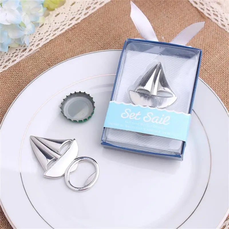 100pcs Silver Sailing Sail Boat Bottle Opener Openers Metal Beer Drink Accessory Sailboat for Wedding Birthday Party gift favor
