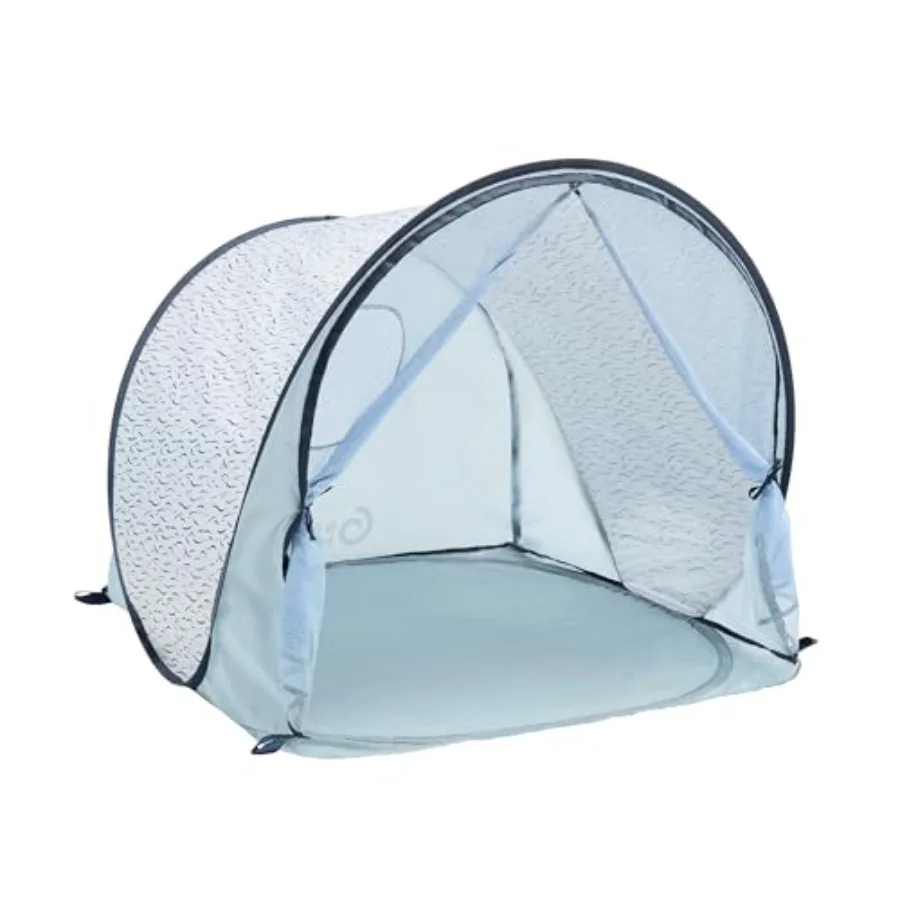 

Beach tent for babies and toddlers, polyester fabric, blue waves color, UPF 50+ sun protection with pop-up system for easy use