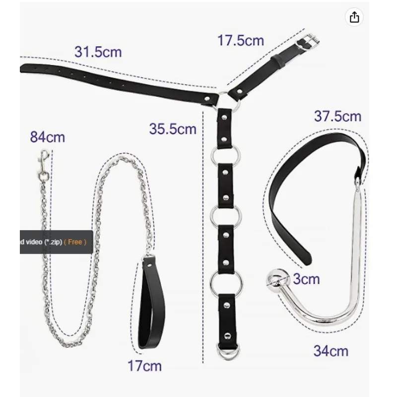 Bdsm Sex Toys Adjustable Size Leather Collar Neck Bondage Kit Anal Hook Metal Butt Plug Madult Games Couple Flirt Sex Toys