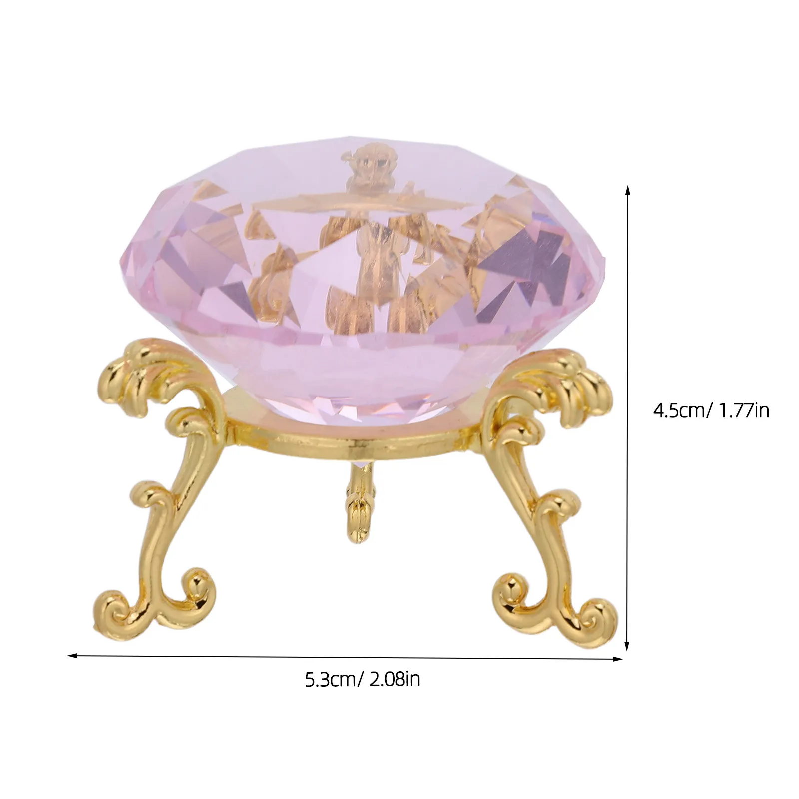 50Mm Crystal Diamond Paperweight Decorative Artificial Crystal Ornament Gold Tripod Stand Wedding Reception Decor Jewelry