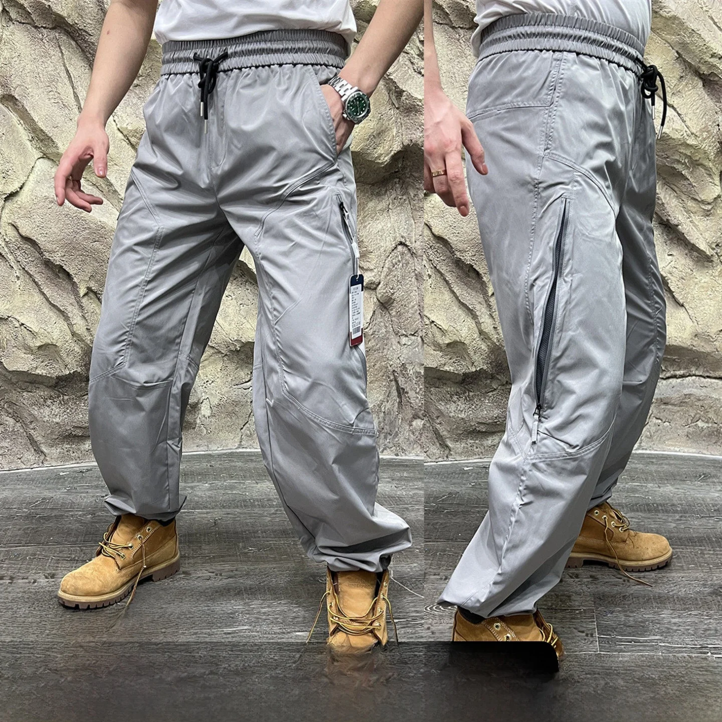 

Spring Summer New Men's Faion Thin Qui Dry Breathable Elastic Waist Long Pants Mountain Series Workwear Sle 3D Tailoring