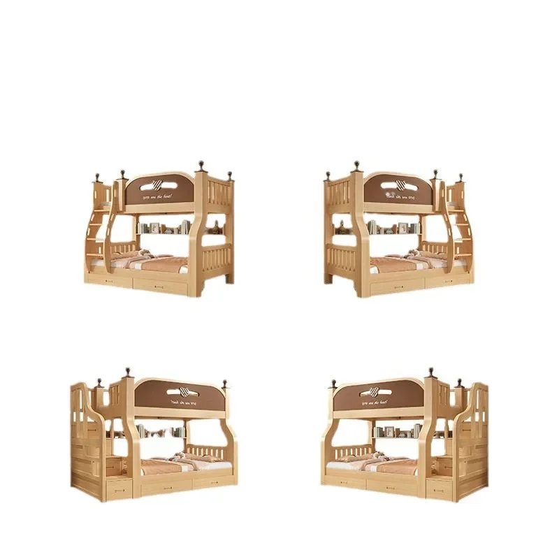 Upper and lower beds Bunk beds All solid wood children's  Small apartment  Mother and child  Double