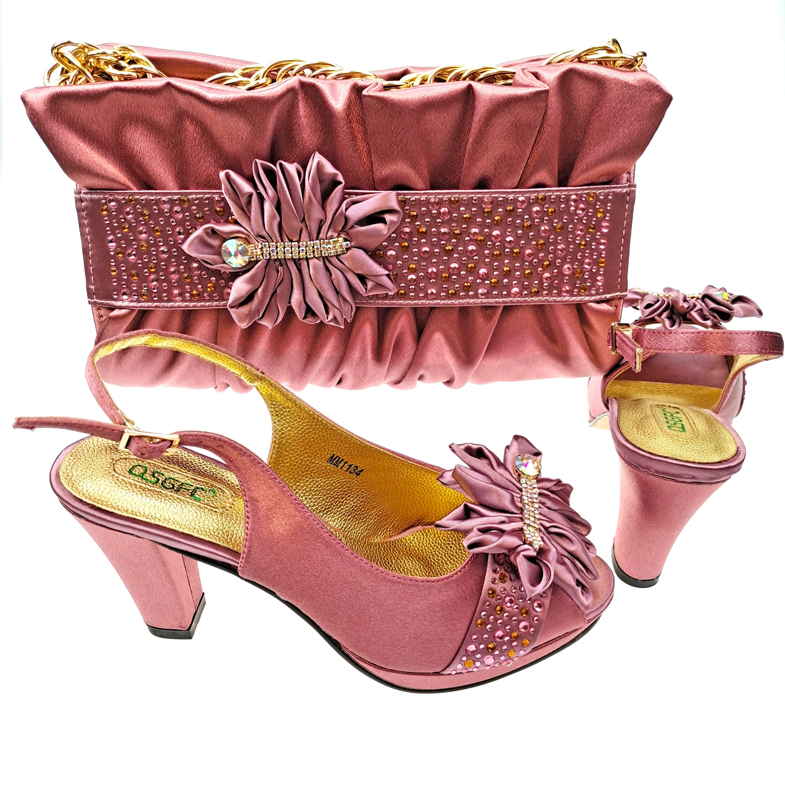 Doershow nuovo arrivo scarpe da sposa africane e borsa Set scarpe italiane di colore verde con borse abbinate festa delle donne nigeriane! HFV-2