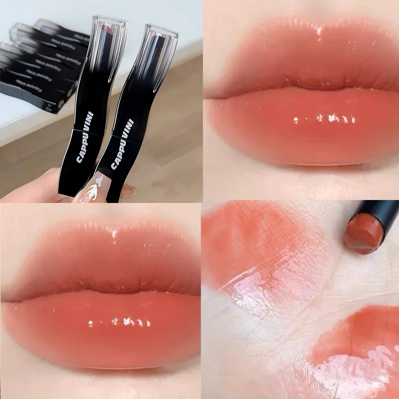 Lápiz labial de 8 colores para mujer, lápiz labial pequeño, Tubo negro, hidratante, transparente, de larga duración, antiadherente, desnudo, fácil de colorear, cosméticos para labios