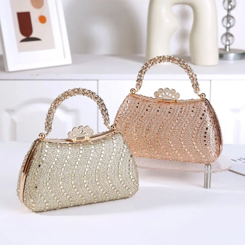 

Luxury Diamond Embedded Evening Bag Fashionable Design Elegant Style Chain Purse Small Size Clutch Bag Formal Gathering