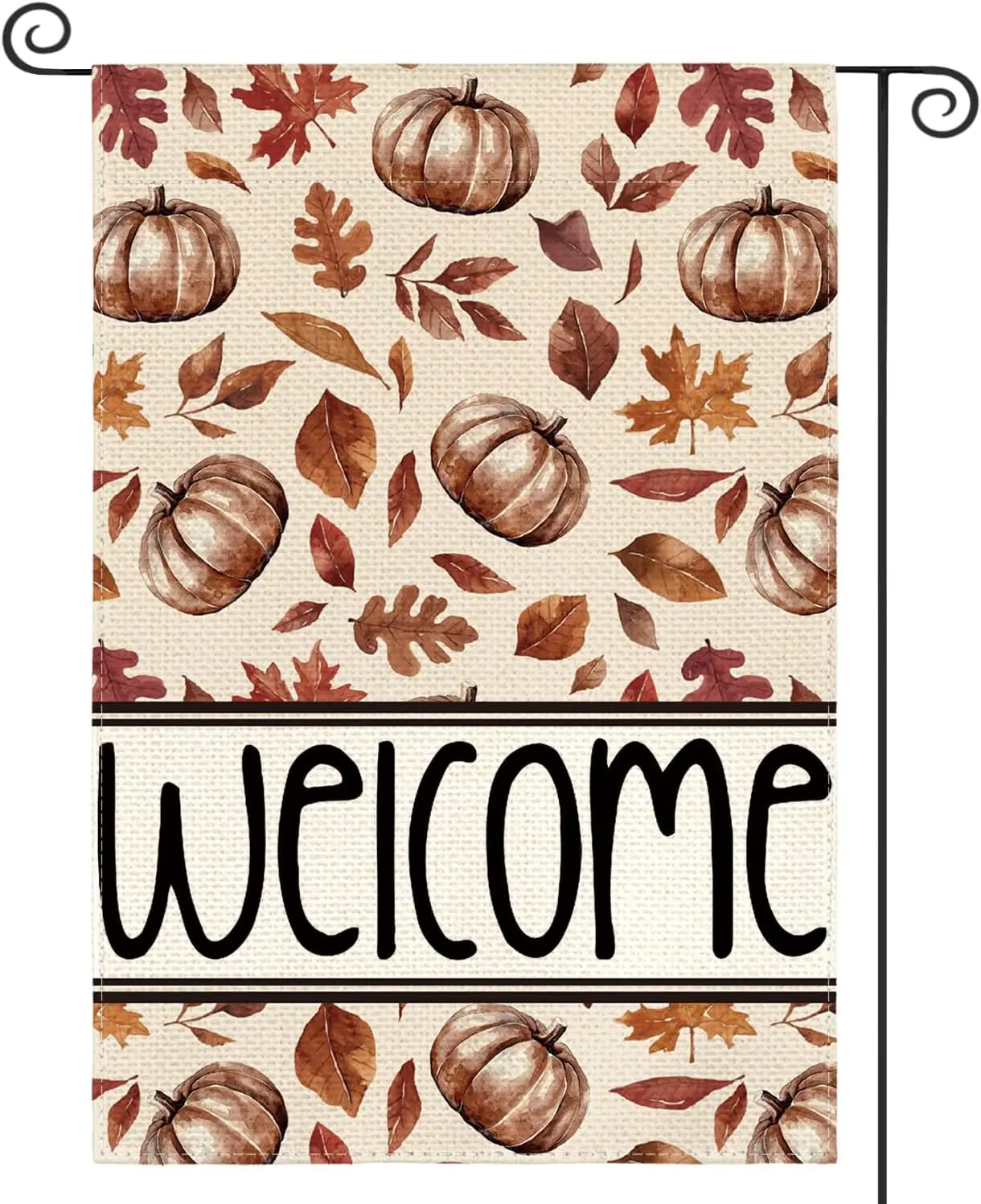 AVOIN colorlife Fall Pumpkin Garden Flag 12x18 Inch Double Sided Outside, Welcome Autumn Maple Leaves Seasonal Yard Outdoor  UUN