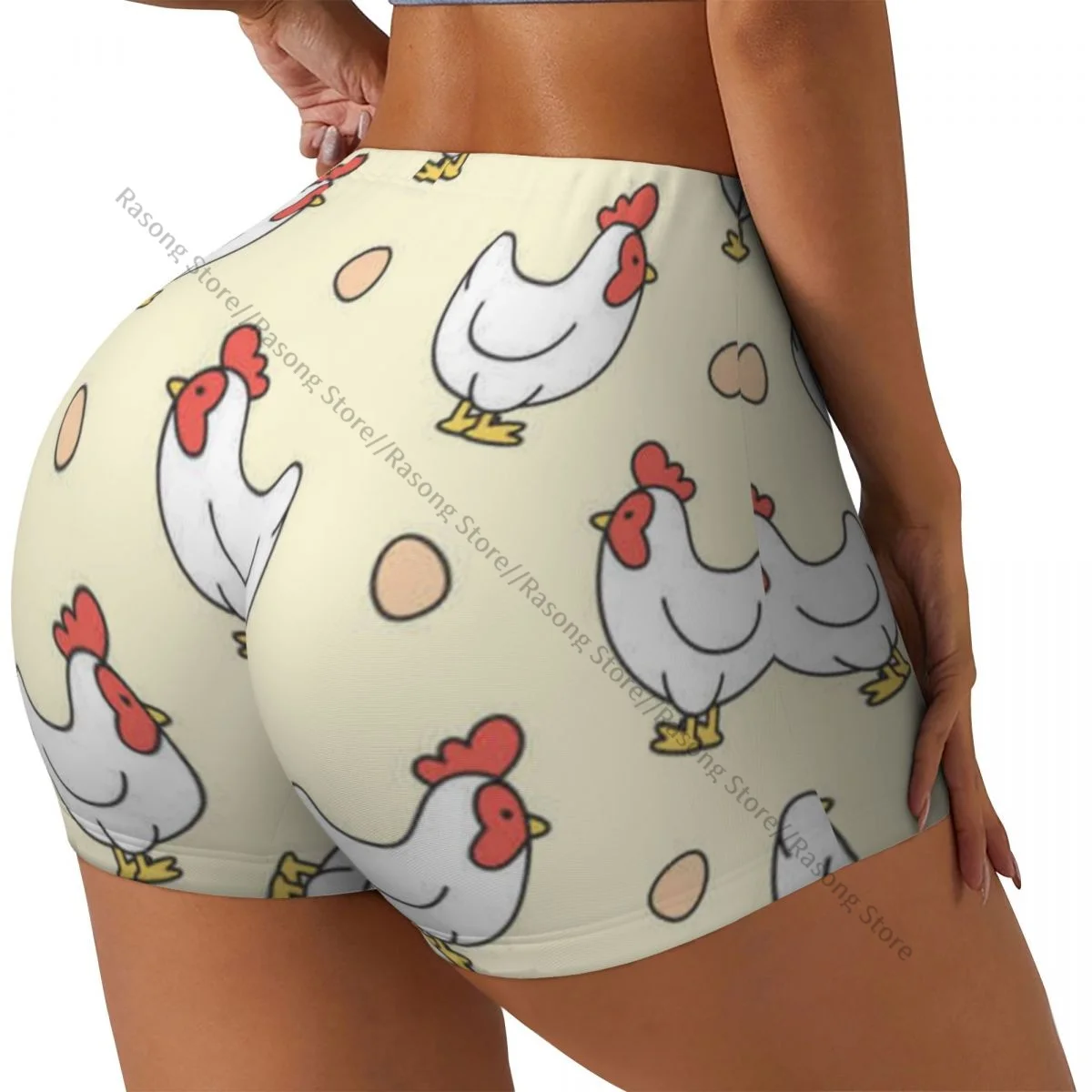 ヨガショーツ鶏と卵の背景女性バイカータイトな弾性トレーニングスポーツレギンススポーツウェア