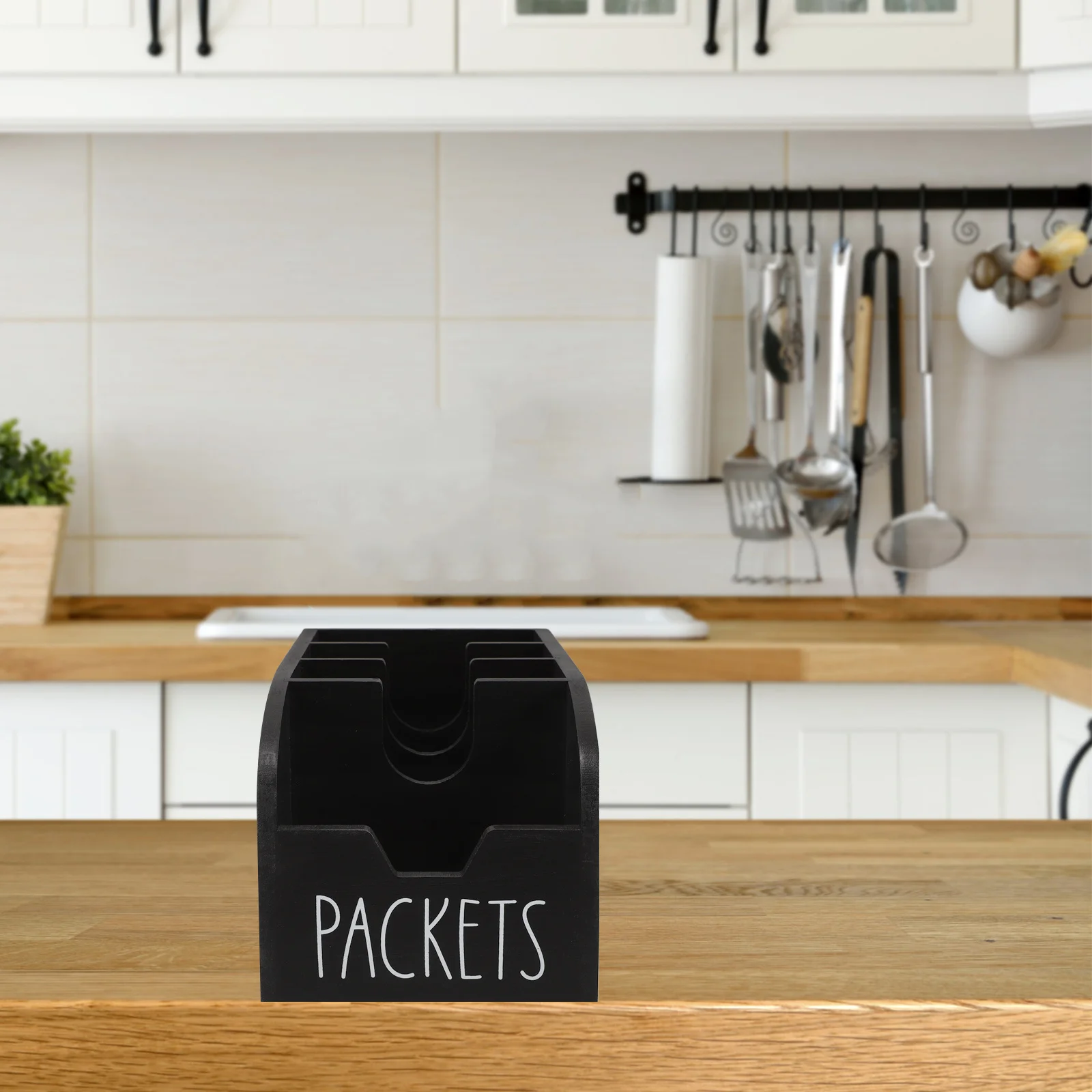 

Wooden Snack Storage Bin Organizer Compact Tea Bag Holder Pantry Kitchen Condiment Seasoning Packet Organizer with Natural