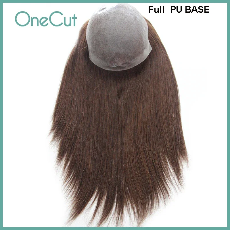 Straight Full PU V Loop Women Topper Wigs 100% Human Indian Hair Women Toupee Natural Hairline Blonde Color Replacement Systems