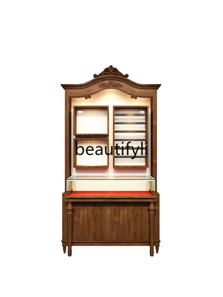 

Jewelry display cabinet retro wood paint display cabinet medieval locker against the wall high cabinet to customize