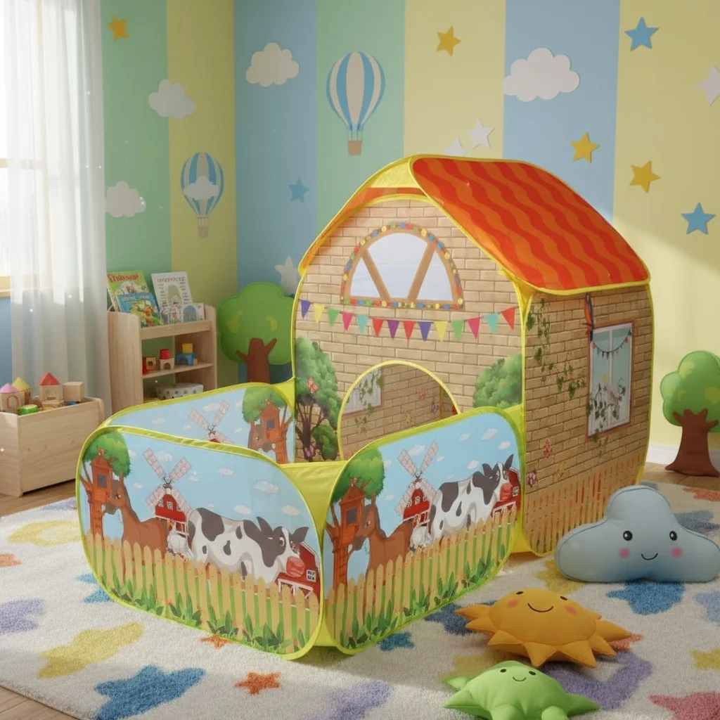 

Детская игровая палатка-вилла, большая складная игровая площадка, детский игровой домик, прочный полиэстер и стальная рама, отличная палатка для вечеринок на открытом воздухе и игрушка для пляжа, украшение для вечеринок на день рождения/Рождество/День бла