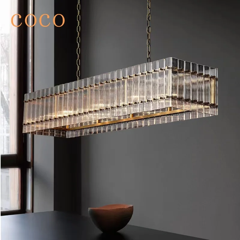 

Modern SAN Marco Rectangular Chandelier Classic Glass Brass Chrome Black Chandelier Bedroom, Dining Room, Living Room Lights