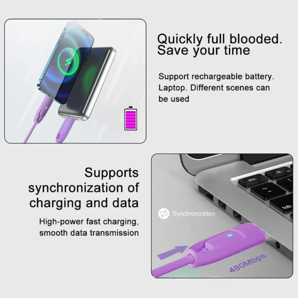 4 في 1 100 واط شحن سريع كابل بيانات PD USB نوع C شحن سلك متعدد الوظائف USB إلى نوع C سلك بيانات سلك كابل شحن سريع