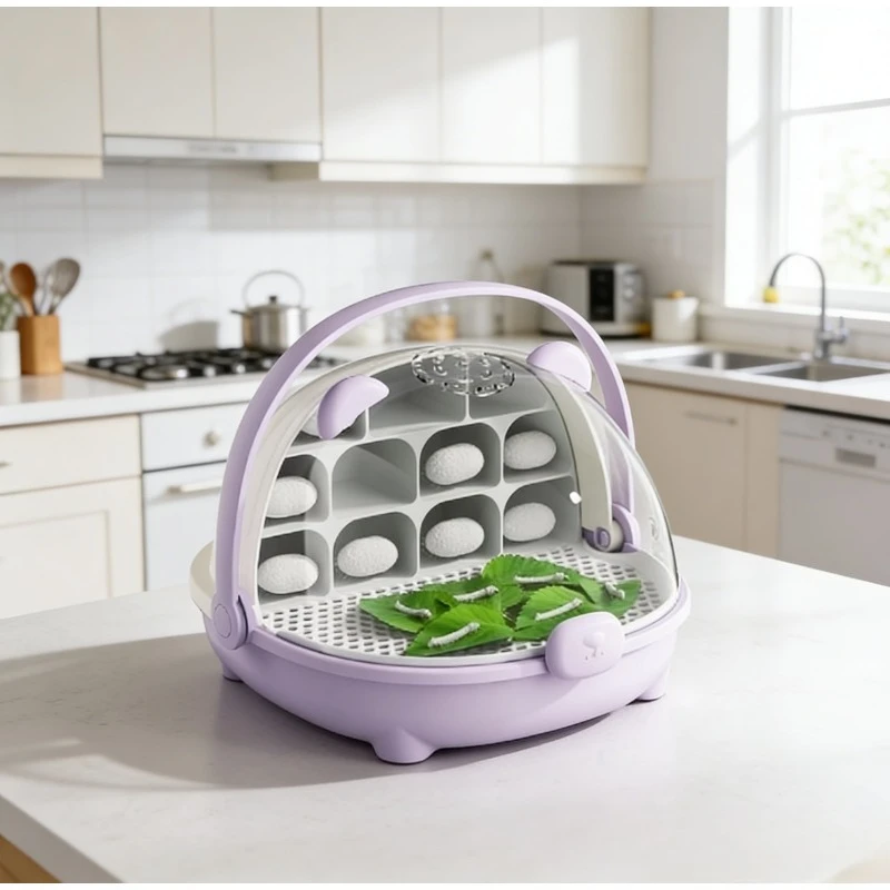 

Silkworm Breeding Box Special Feeding Container Habitat Cage For Silkworm Rearing Safe Portable Insect Feeding Supplies