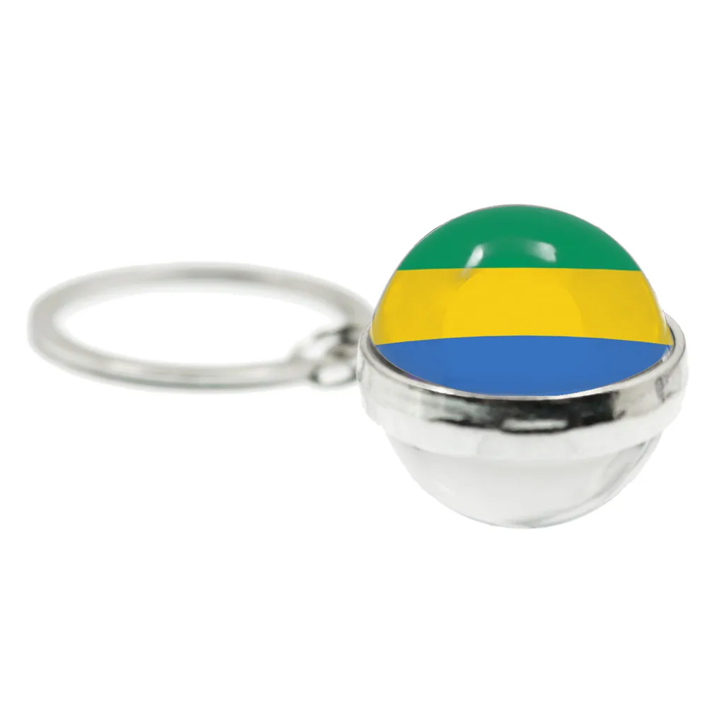 Djibouti,Uganda,Gambia,Congo,Gabon,Comoros,Lesotho,Somalia,Bulgaria 25mm Double-Sided Glass Cabochon Ball Keychain