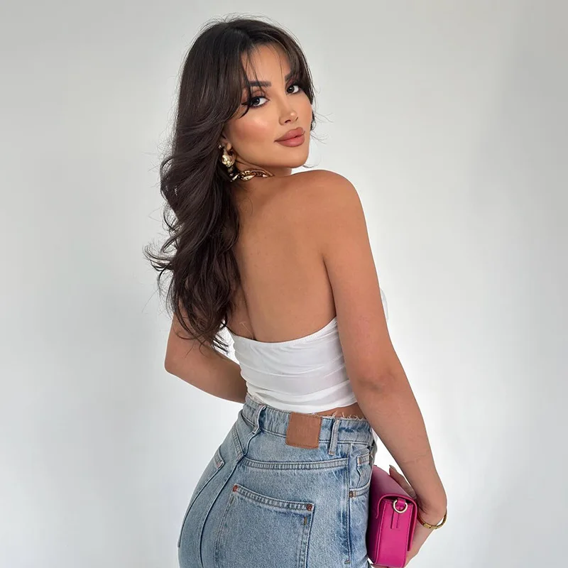 المرأة مثير عارية الذراعين بلا أكمام المحاصيل الأعلى الأوروبية والأمريكية عبر الحدود الربيع الصيف نمط جديد أزياء الأمازون