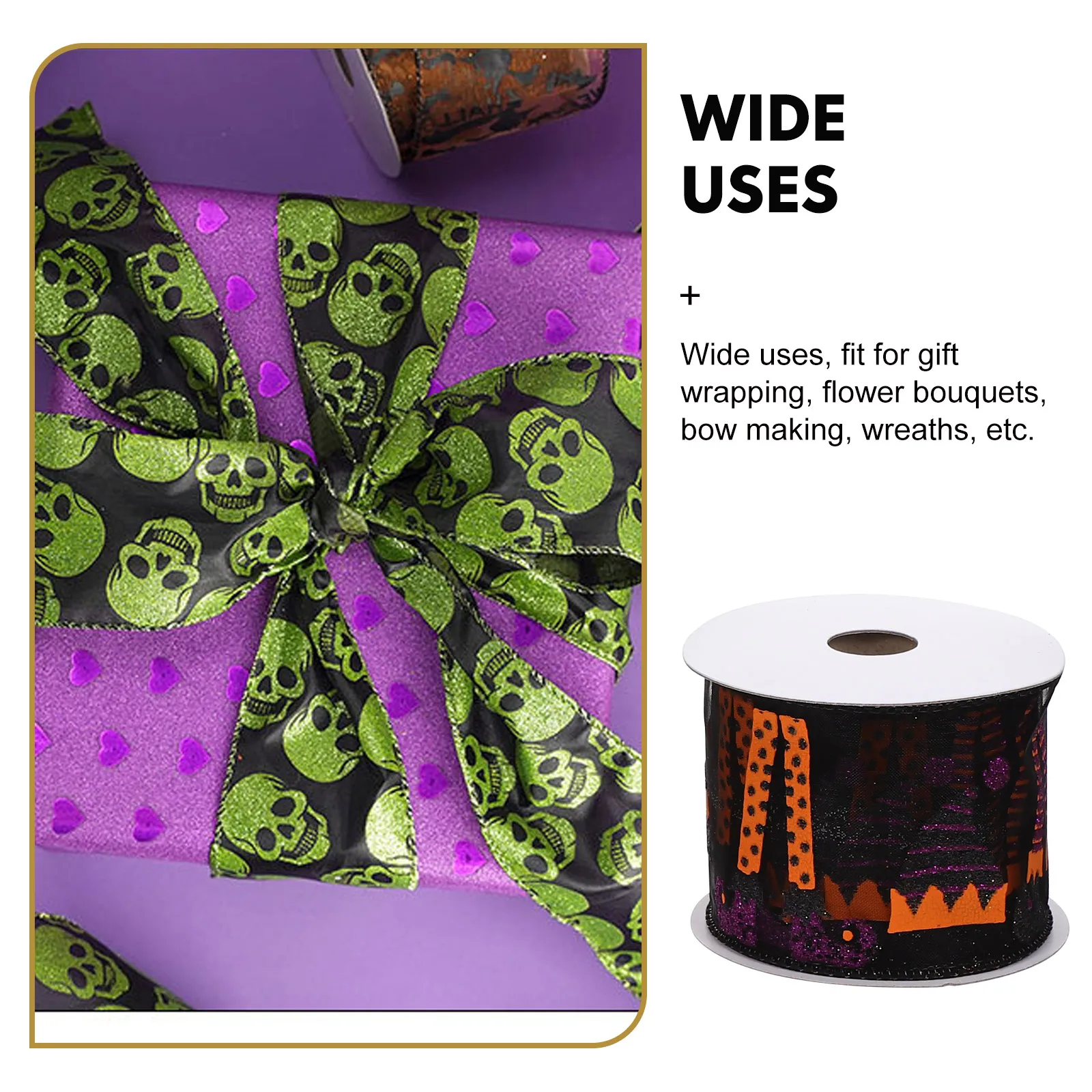 

6 Rolls Ribbon Combination Set Long-lasting Bow Making Wired Garland Decor Craft DIY Polyester Halloween Gift Wrapping