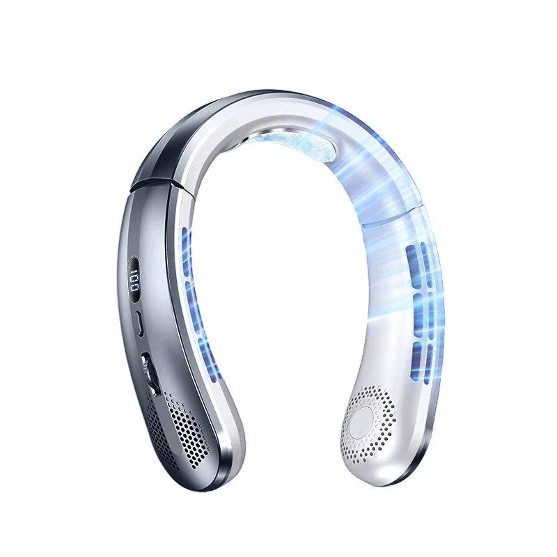 Lenovo 2026 8000mAh Luftkühler USB Nackenventilator Tragbarer Blattloser Mini Wiederaufladbarer Geräuscharmer LED Digital-Display Elektrischer Ventilator