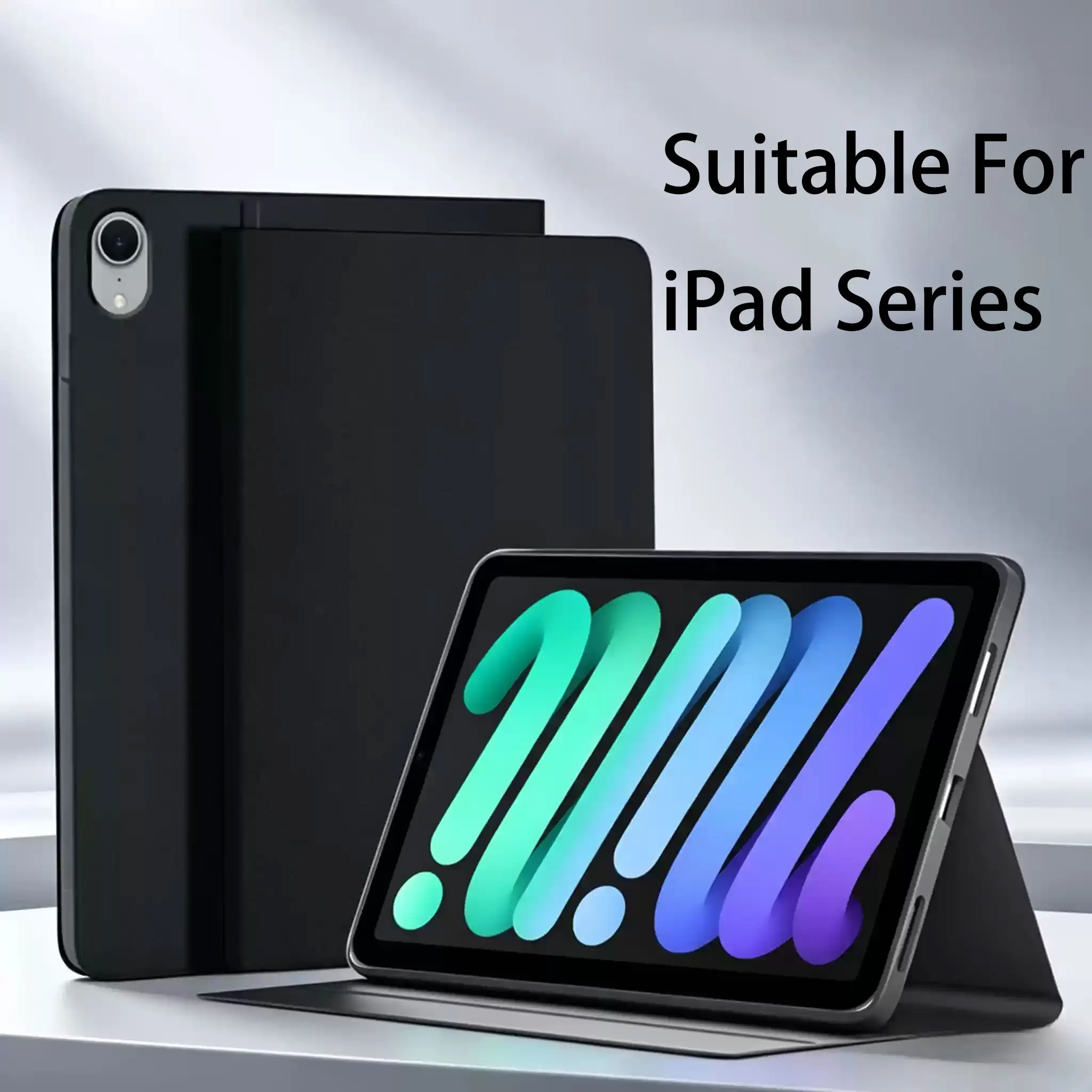 Black Solid Color Tablet Case For iPad Pro 11 12.9 13 A16 M2 M4 M3 M5 Shell 8.3 9.7 10.2 5/6/7/8/9/10/11th Mini Air 3 4 5 Cover