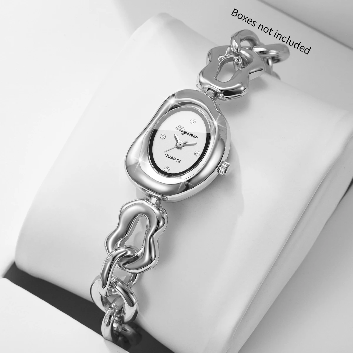 Fashion Cheese DIal Women Quartz Watch Elegant Silvery Chain Bracelet Strap Wristwatches Clock Relogio Feminino (Without Box