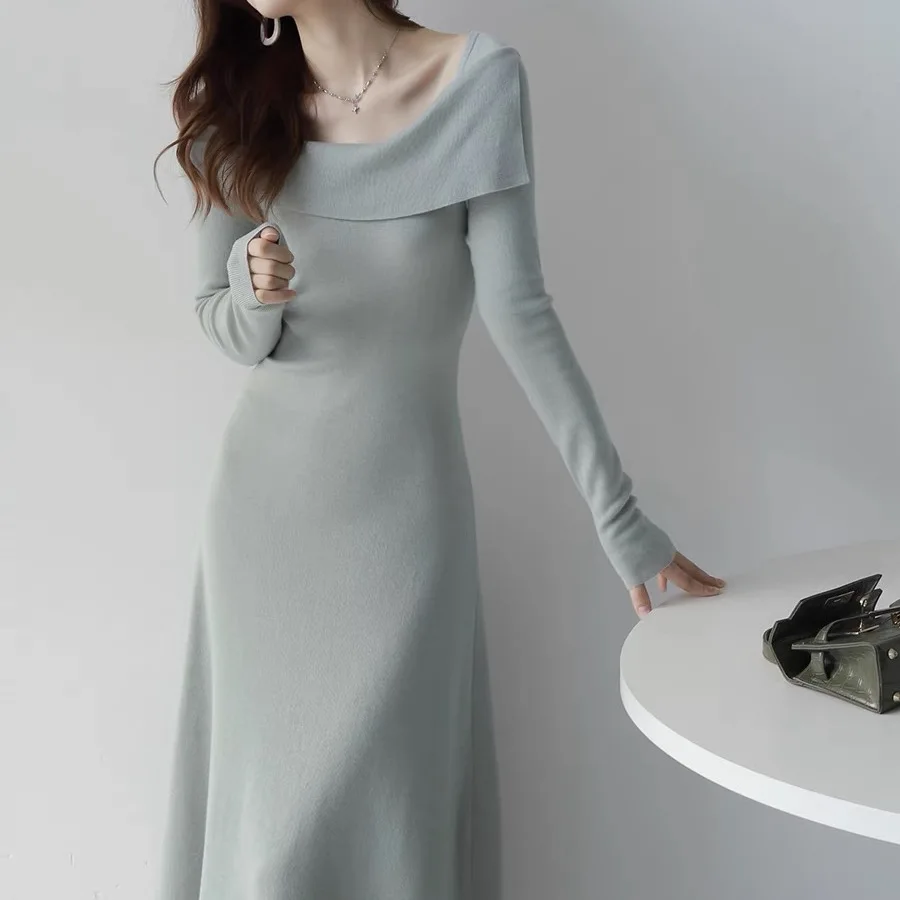 Vestidos femininos vestido mangas primavera jacquard houndstooth frisado cinto gradiente slash-neck artístico voando em camadas assimétrico