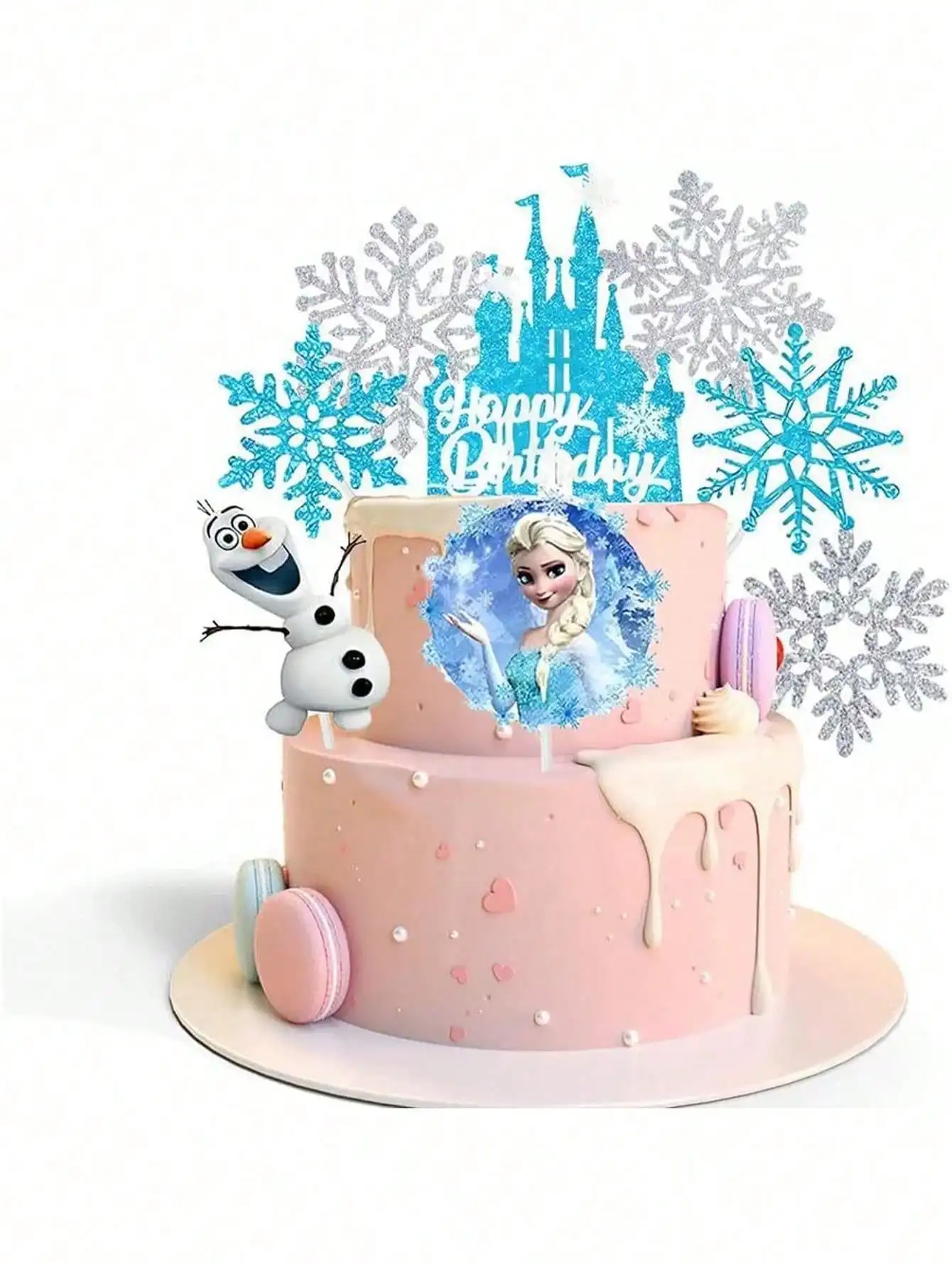 مجموعة أغطية الكيك المجمدة مكونة من 8 قطع - تحت عنوان إلسا وآنا، مثالية لحفلات أعياد ميلاد الأطفال، يجب اقتناؤها - مستلزمات الحفلات المجمدة